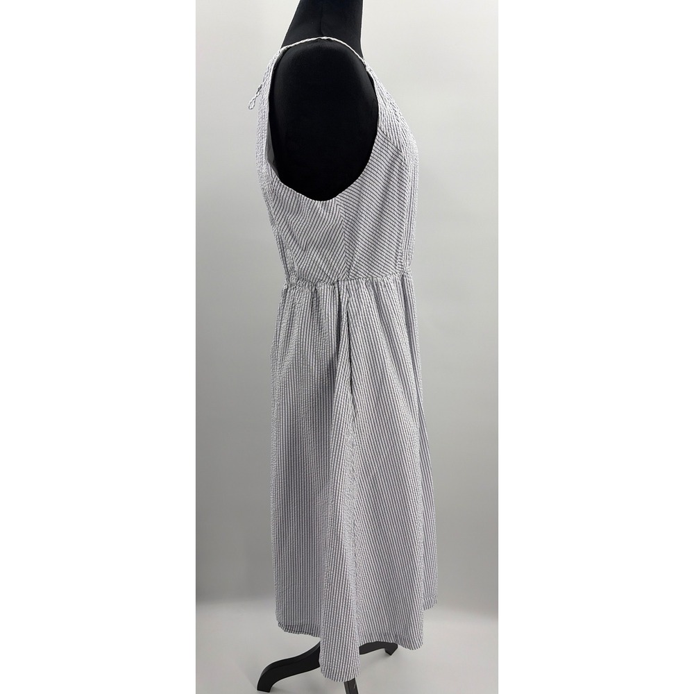 J.Crew Factory Halter Seersucker Stripe Midi Dress Blue White‎ 14 Sum 2024 - Picture 4 of 10